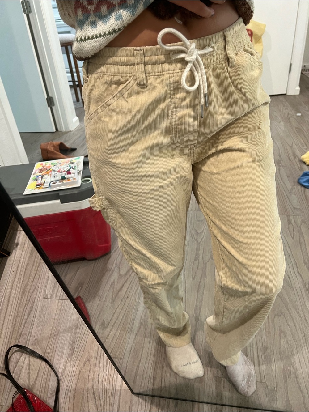 Urban Outfitters Women's Straight Leg Corduroy Jeans in Tan